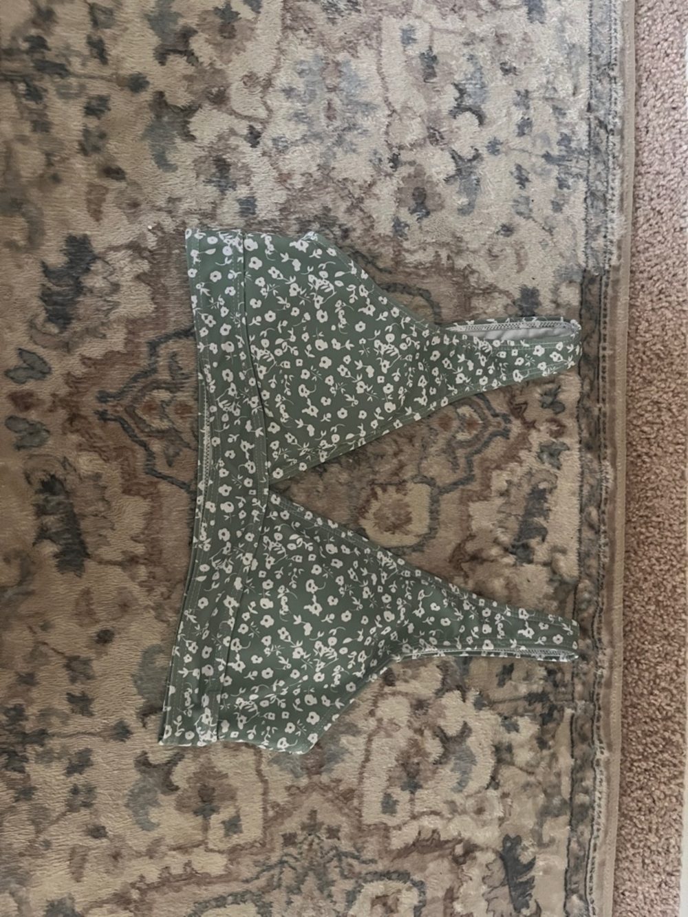 Green Floral Bikini Top